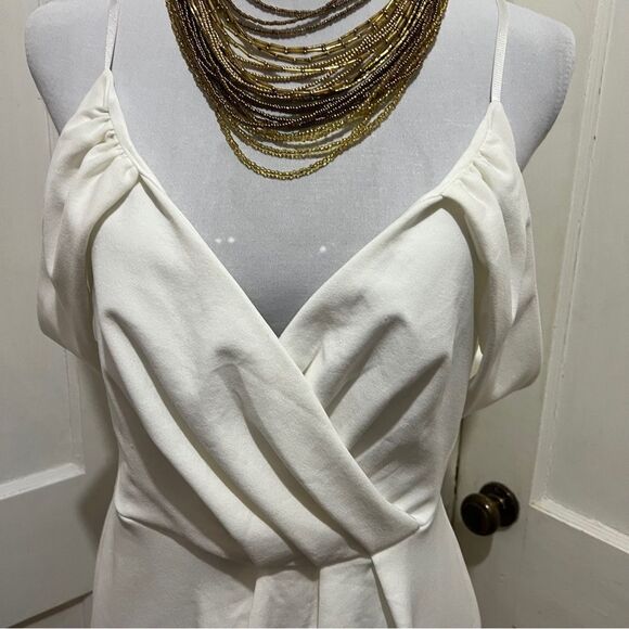 Sarah LA White Grecian Style Mini Cocktail Dress Womens Medium - Picture 3 of 12